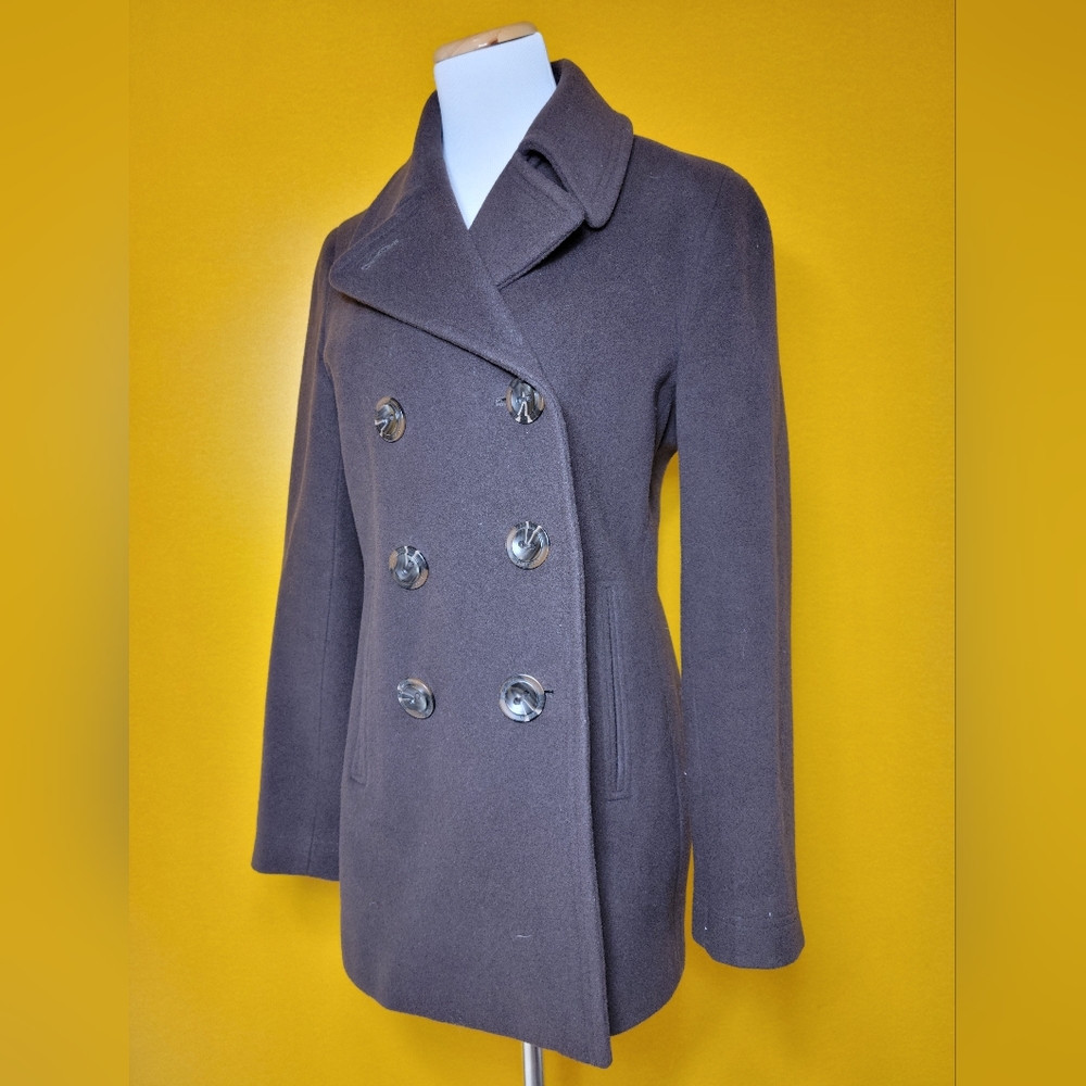 EUC CALVIN KLEIN CHOCOLATE BROWN WOOL COAT US 6